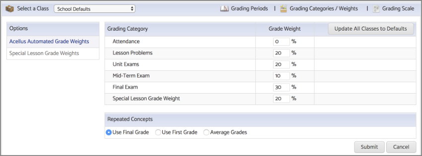 Assign Grade Weights